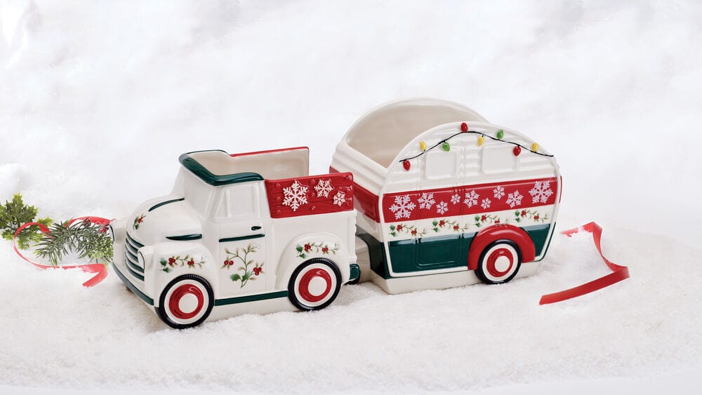 Winterberry® Set of 2 Truck and Trailer Candy Bowl Set