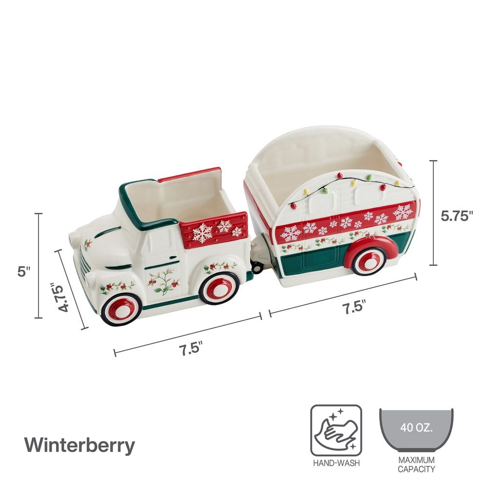 Winterberry® Set of 2 Truck and Trailer Candy Bowl Set