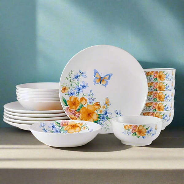 Segawe 18-Piece White Porcelain Dinnerware Set – Service For 6, Plates & Bowls, Kitchen Essential