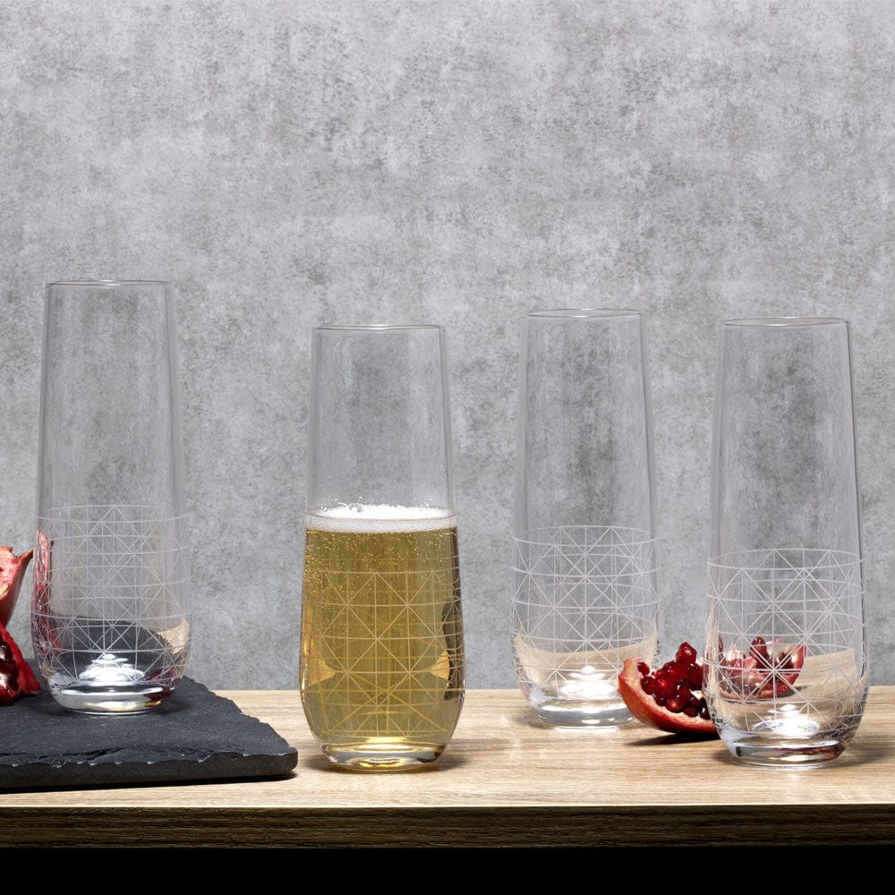 Scott Living Axis Set of 4 Stemless Flute Glasses Pfaltzgraff