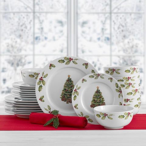 Christmas Day 24 Piece Dinnerware Set, Service for