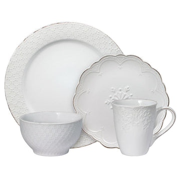 Trellis Lodge White 16 Piece Dinnerware Set, Service for 4 – Pfaltzgraff