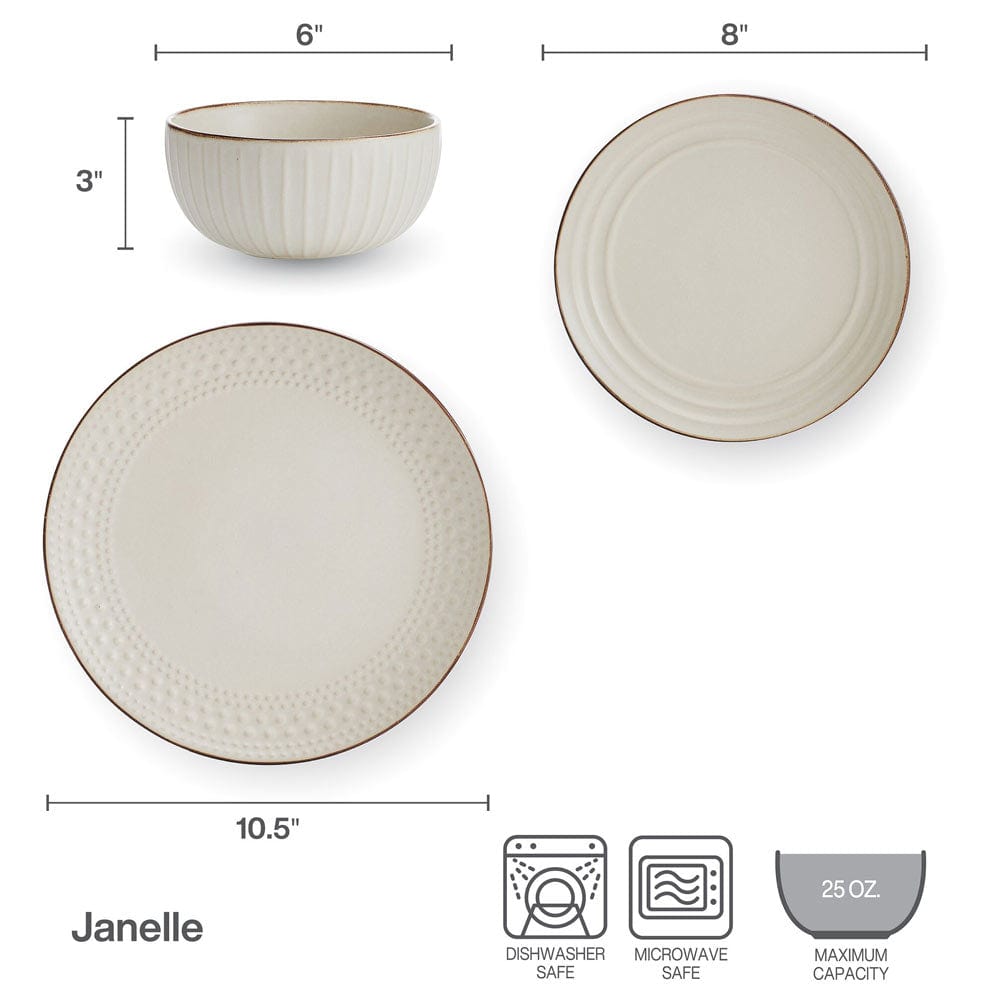 Janelle 12 Piece Dinnerware Set, Service for 4