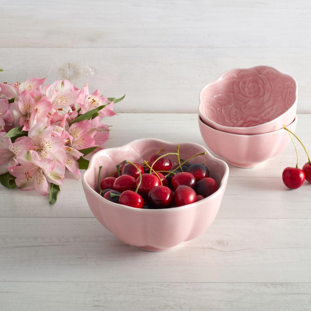 Tea Rose Pink Set of 4 Soup Cereal Bowl