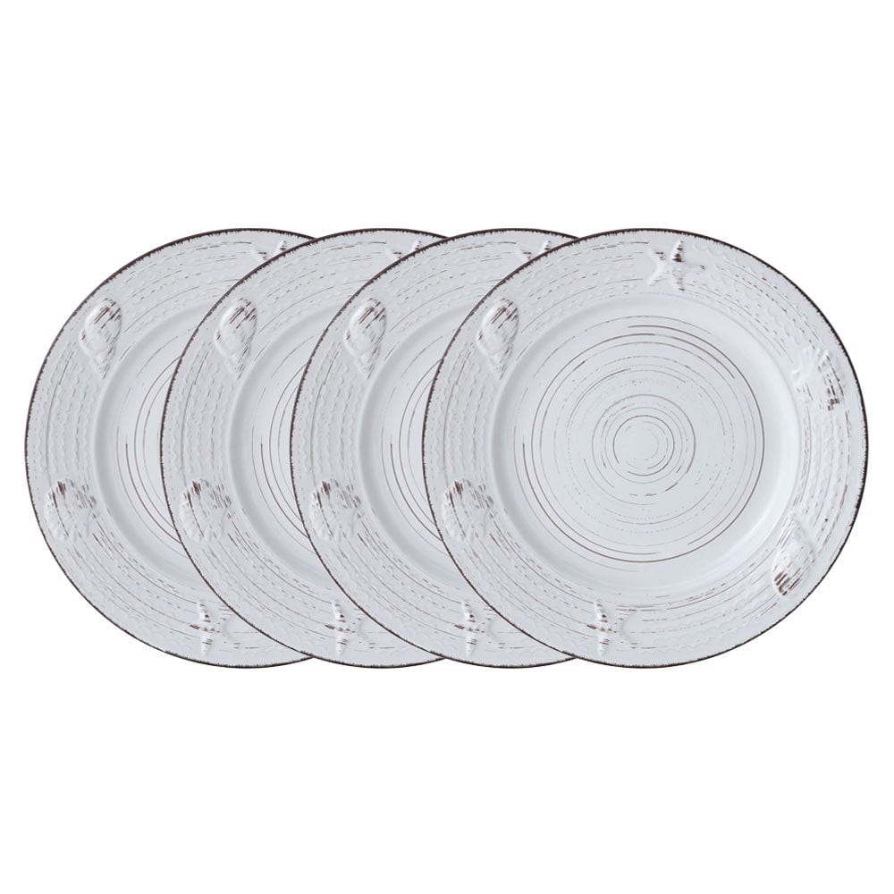 Trellis Coastal White Set of 4 Dinner Plates