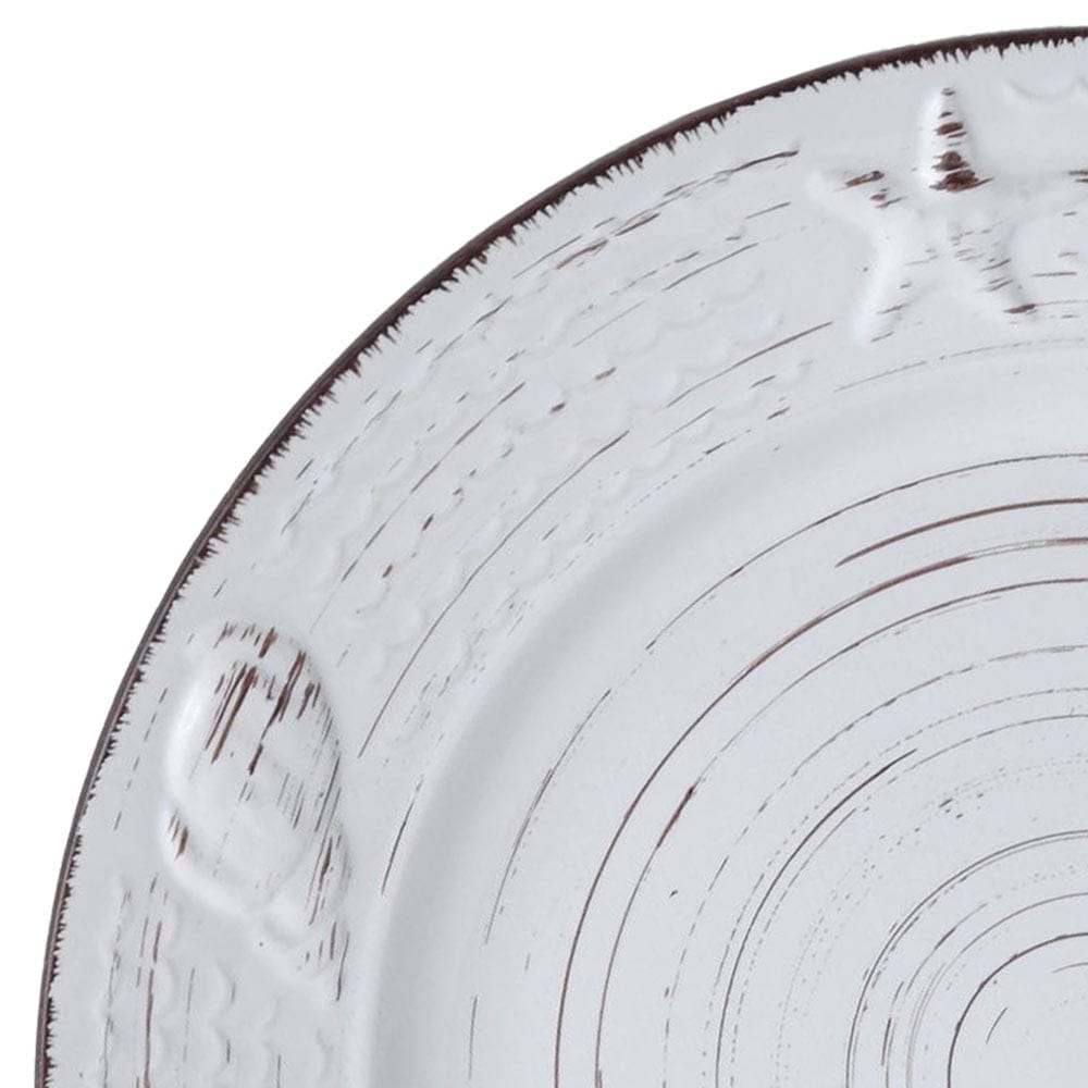 Trellis Coastal White Set of 4 Dinner Plates