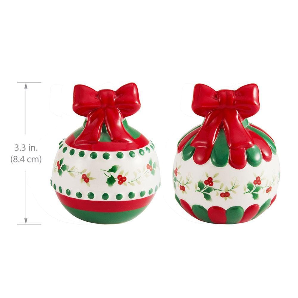 Winterberry ornament salt and pepper set with a 3.3 inch height shown