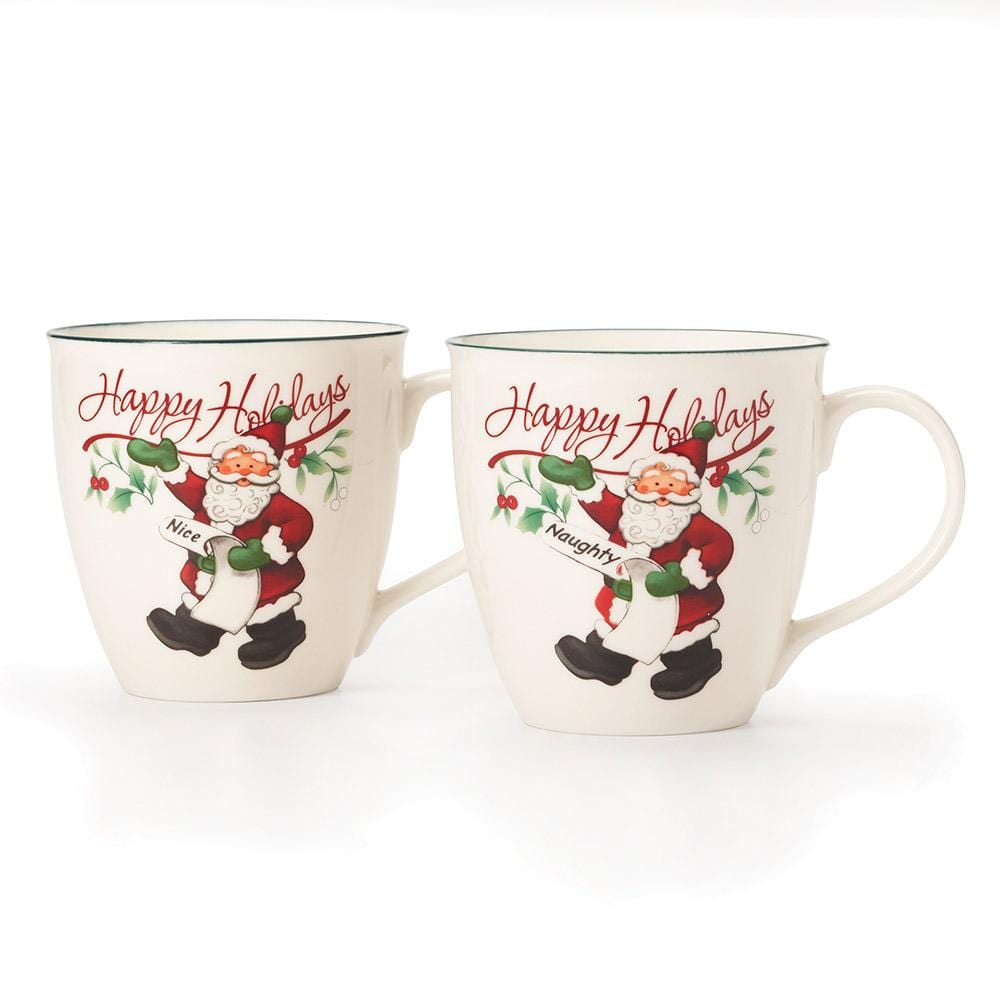 Winterberry® Set of 2 Naughty and Nice Mugs