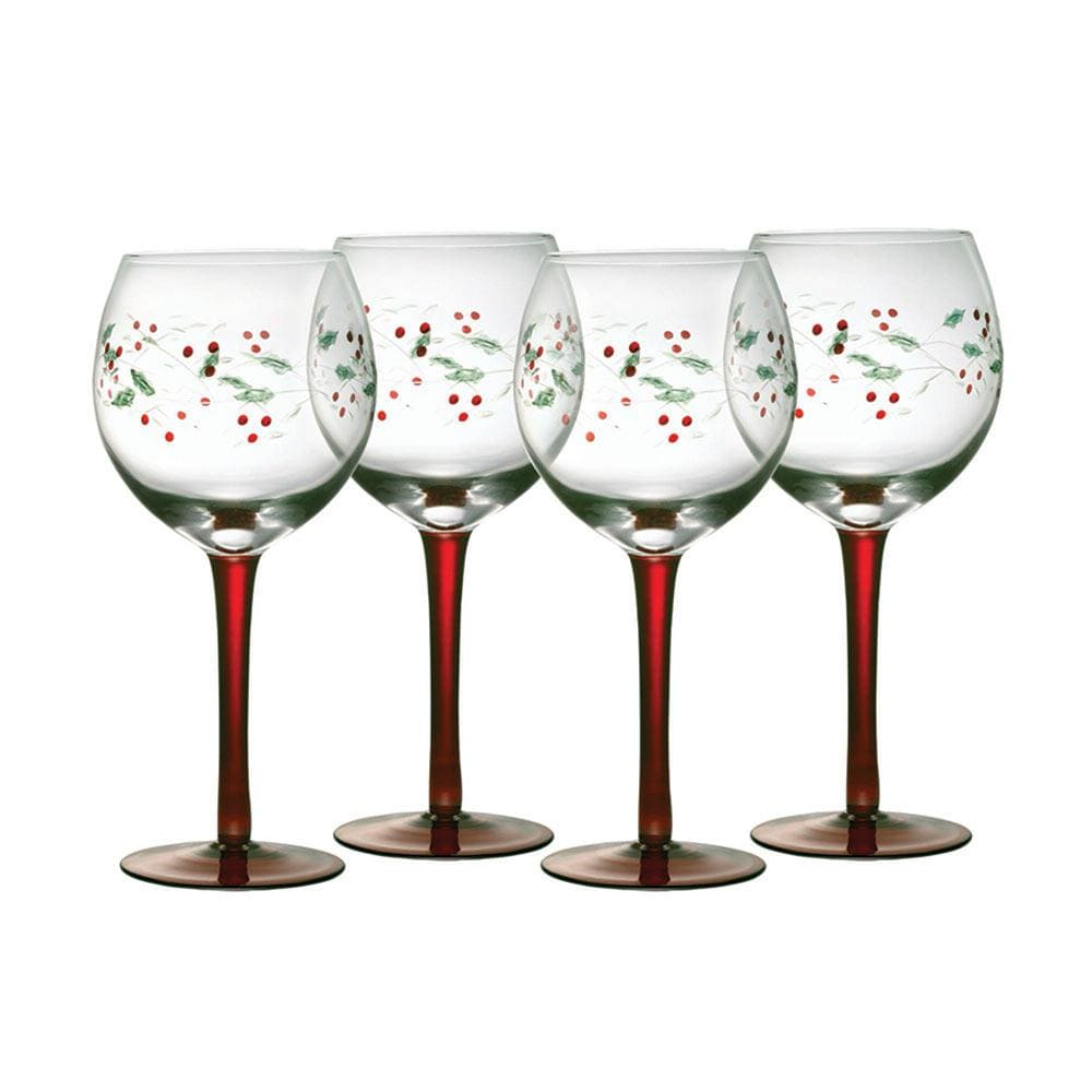 Winterberry® Set of 4 Hand Painted Wine Goblets