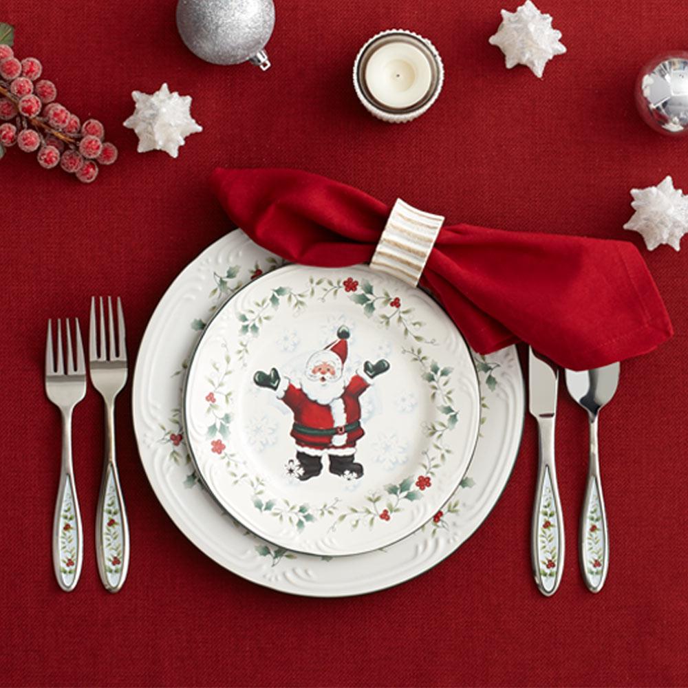Winterberry® Set of 4 Jolly Santa Salad Plates
