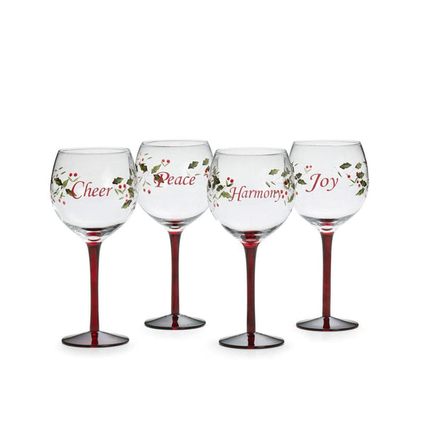 Pfaltzgraff Winterberry Sentiment Wine Glasses - Set of 4