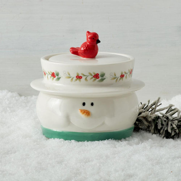 Winterberry Snowman Candy Bowl