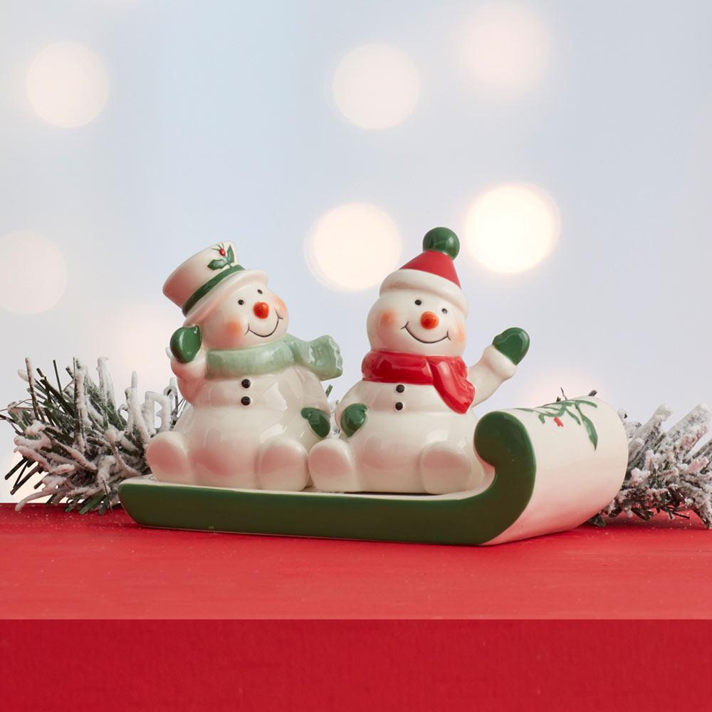Winterberry® Snowmen On Sled Salt And Pepper Set